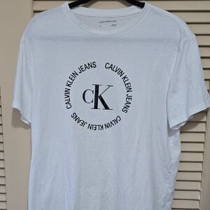 Calvin Klein Jeans White Tee with Black Circular CK Logo